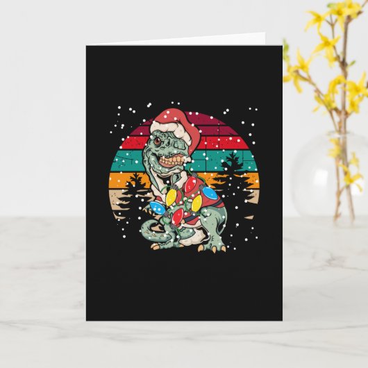 Tレックスクリスマス カード (黄色い花)