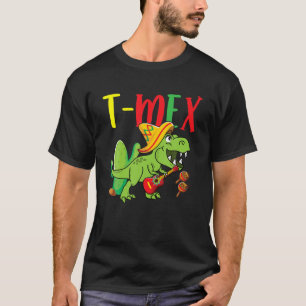 Tレックスシンコ・デ・マヨ・メキシコ恐竜ギター・ソンバー Tシャツ