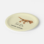 Tレックスシンプル恐竜の誕生日パーティー ペーパープレート (アングル)