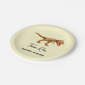 Tレックスシンプル恐竜サードバースデーパーティー ペーパープレート (アングル)