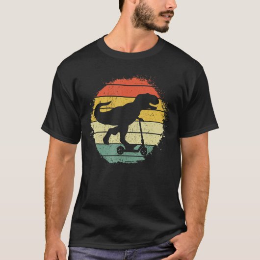Tレックススクーターレトロスクーター恐竜 Tシャツ (正面)