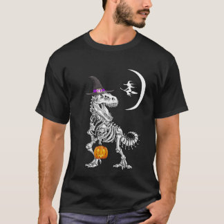 Tレックススケルトンカボチャ魔女ムーンハロウィン Tシャツ