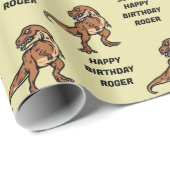 Tレックスティラノサウルスのパーソナライズ誕生日 ラッピングペーパー (ロールコーナー)