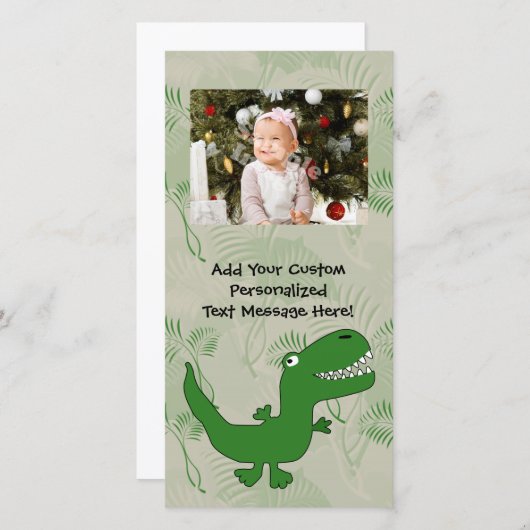 Tレックスティラノサウルスレックス恐竜の漫画の子供の少年 (正面/裏面)