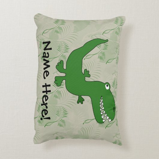 Tレックスティラノサウルスレックス恐竜の漫画の子供の少年 アクセントクッション (裏面(縦))