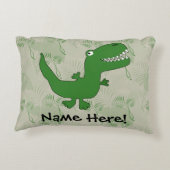Tレックスティラノサウルスレックス恐竜の漫画の子供の少年 アクセントクッション (裏面)