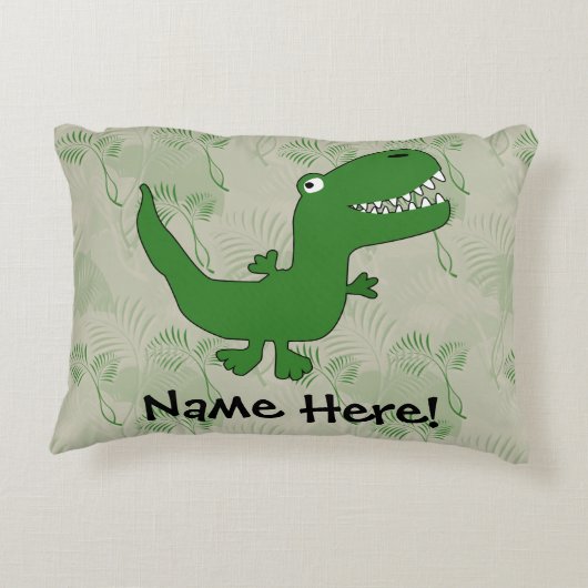 Tレックスティラノサウルスレックス恐竜の漫画の子供の少年 アクセントクッション (裏面)