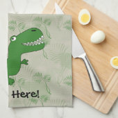 Tレックスティラノサウルスレックス恐竜の漫画の子供の少年 キッチンタオル (四つ折り)