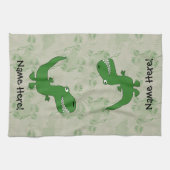 Tレックスティラノサウルスレックス恐竜の漫画の子供の少年 キッチンタオル (横)