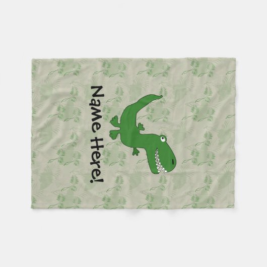 Tレックスティラノサウルスレックス恐竜の漫画の子供の少年 フリースブランケット (正面(横))