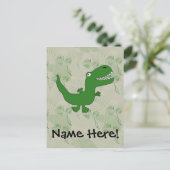 Tレックスティラノサウルスレックス恐竜の漫画の子供の少年 ポストカード (スタンド正面)