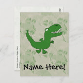 Tレックスティラノサウルスレックス恐竜の漫画の子供の少年 ポストカード (正面/裏面)