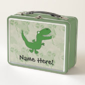 Tレックスティラノサウルスレックス恐竜の漫画の子供の少年 メタルランチボックス (正面)