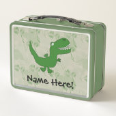 Tレックスティラノサウルスレックス恐竜の漫画の子供の少年 メタルランチボックス (裏面)