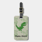 Tレックスティラノサウルスレックス恐竜の漫画の子供の少年 ラゲッジタグ (正面縦)