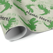 Tレックスティラノサウルスレックス恐竜の漫画の子供の少年 ラッピングペーパー (ロールコーナー)