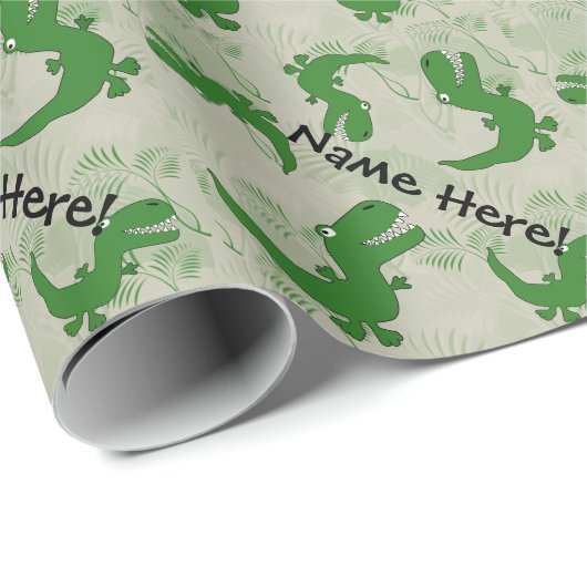 Tレックスティラノサウルスレックス恐竜の漫画の子供の少年 ラッピングペーパー (ロールコーナー)