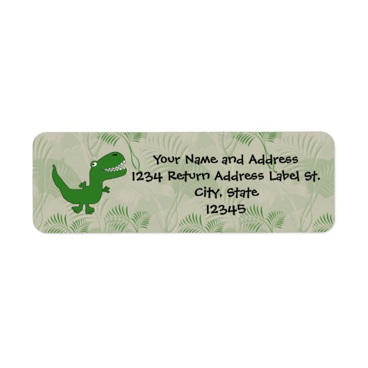 Tレックスティラノサウルスレックス恐竜の漫画の子供の少年 ラベル (正面)