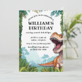 Tレックスティラノサウルス恐竜の誕生日パーティー 招待状 (スタンド正面)