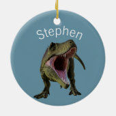 Tレックスティラノサウルス恐竜パーソナライズされた セラミックオーナメント (裏面)
