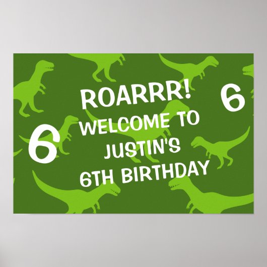 Tレックステーマ誕生日パーティー歓迎ポスター ポスター (正面)