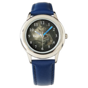 Tレックスディノ恐竜がキッズ·ウォッパーソナライズされたチを命名 腕時計