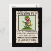 Tレックスディーノおもしろいペット恐竜のジョーク ポストカード (正面/裏面)