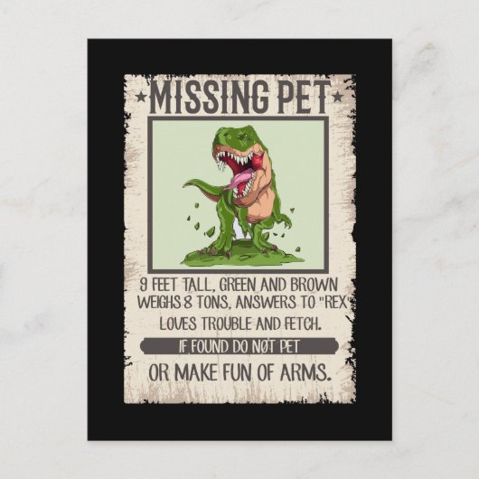Tレックスディーノおもしろいペット恐竜のジョーク ポストカード (正面)