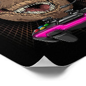 Tレックスディーノゲーマーコンピュータビデオゲームラバーストリーミ ポスター (角)