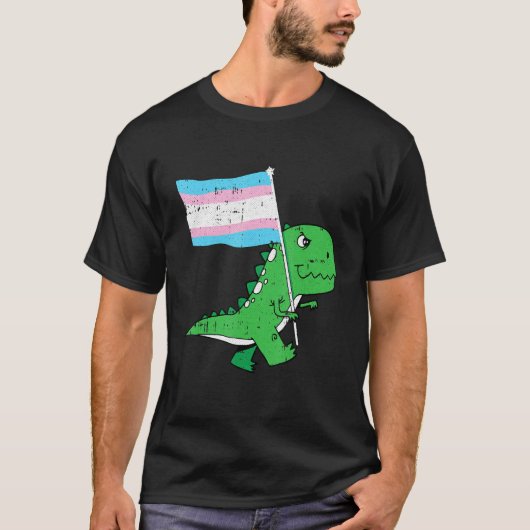 Tレックストランスジェンダープライドおもしろい国旗Dino Saur Lgbt Tシャツ (正面)