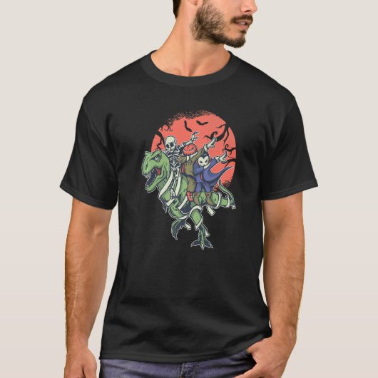 Tレックスハロウィーン骨格乗馬ミイラ恐竜レックス Tシャツ (正面)