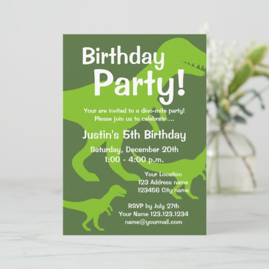 Tレックスバースデーパーティ招待状 子供へ 招待状 (スタンド正面)
