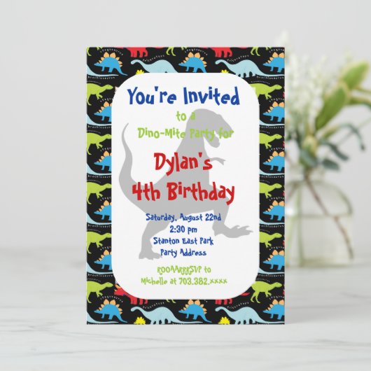 Tレックスバースデーパーティ招待状 招待状 (スタンド正面)