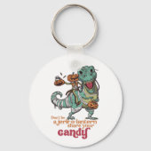 Tレックスパンプキンハロウィンおもしろいパンを嫌う キーホルダー (正面)