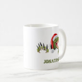 Tレックスパーソナライズされたサンタクロース恐竜 コーヒーマグカップ (正面右)