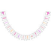 Tレックスピンクかわいい誕生日ジュラシック恐竜パーティー バンティングフラッグ (全)