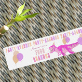 Tレックスピンクカワイディノカラフルパーティー誕生日 ペットボトルラベル