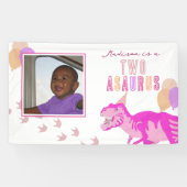 Tレックスピンク写真Any Age Dinosaur Kidsパーティー 横断幕 (横)