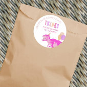 Tレックスピンク可愛い年齢恐竜ありがとう ラウンドシール