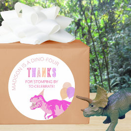 Tレックスピンク可愛い年齢恐竜ありがとう ラウンドシール