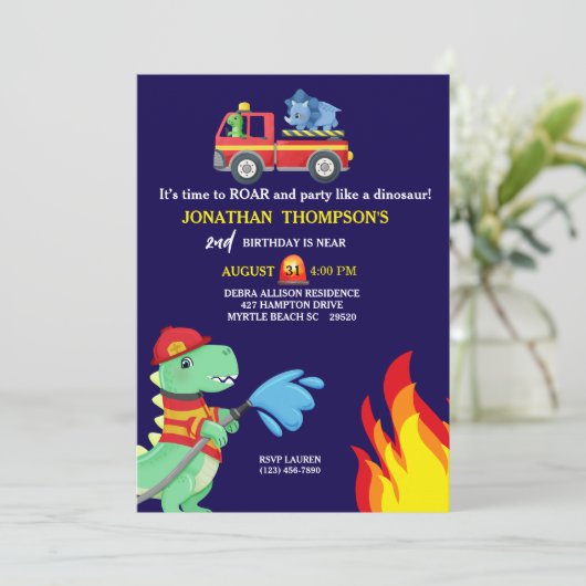 Tレックスファイアマン2nd誕生日パーティの招待状 招待状 (スタンド正面)