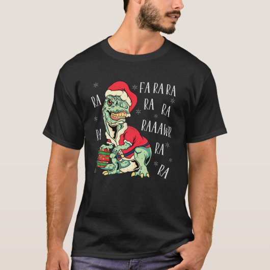 Tレックスファラララララークリスマスクリスマスサンタ Tシャツ (正面)
