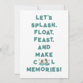 Tレックスプールパーティー誕生日招待状 招待状 (裏面)