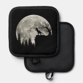 Tレックスマウンテンムーンライトハロウィンに立つ 鍋敷き (正面/裏面)