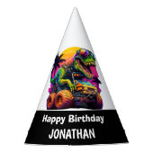 Tレックスモンスタートラックハッピーバースデー パーティーハット (正面)