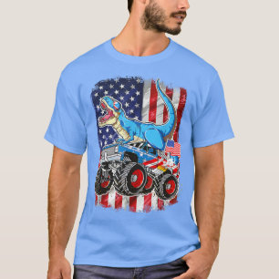 Tレックスライディングモンスタートラック7月の4thアメリカのFl Tシャツ