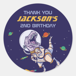 Tレックス宇宙飛行士宇宙子供の誕生日パーティー ラウンドシール