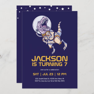 Tレックス宇宙飛行士宇宙子供の誕生日 招待状