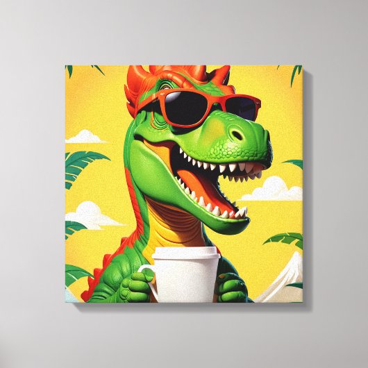Tレックス恐竜おもしろい キャンバスプリント (正面)