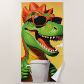 Tレックス恐竜おもしろい ビーチタオル (正面)